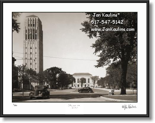 Click on this image to see an enlarged view of Old BURTON TOWER Ann Arbor photo print 1939.