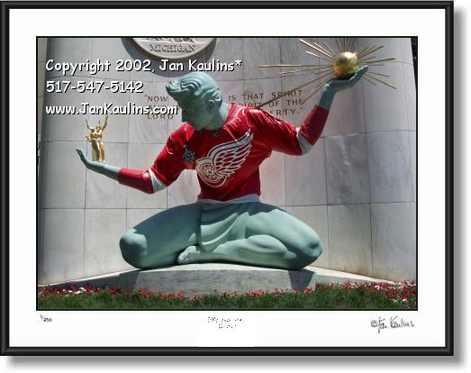 Click on this image to see an enlarged view of SPIRIT OF DETROIT RED WINGS JERSEY photo.
