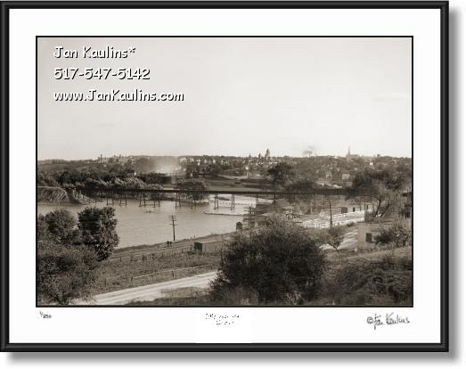 Click on this image to see an enlarged view of Old Ann Arbor Huron River Dam photo print 1909.