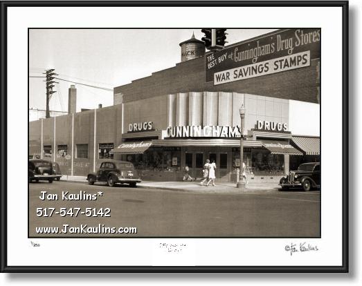 Click on this image to see an enlarged view of ANN ARBOR CUNNINGHAMS 1940's photo print.