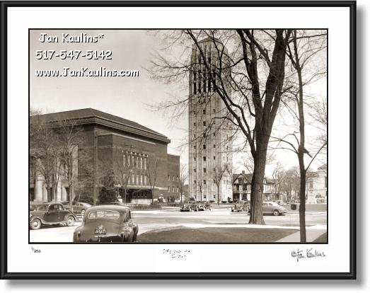 Click on this image to see an enlarged view of BURTON TOWER Ann Arbor 1940's photo print.