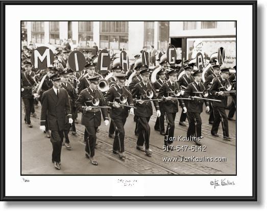 Click on this image to see an enlarged view of MICHIGAN MARCHING BAND 1947 photo print.