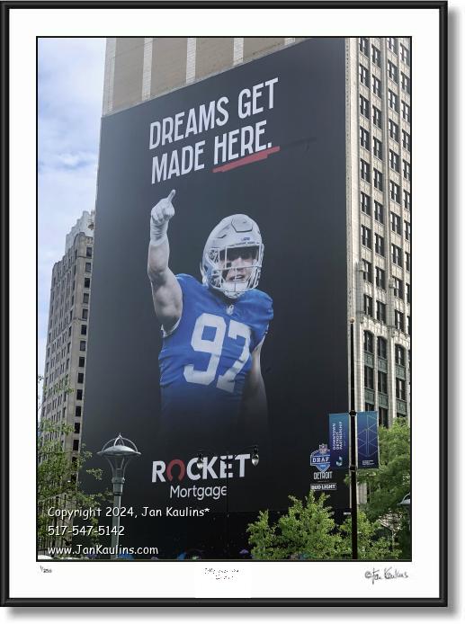 Click on this image to see an enlarged view of Aidan Hutchinson NFL Draft #97 Detroit Lions.