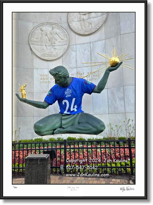 Click on this image to see an enlarged view of DETROIT 2024 NFL DRAFT Spirit of Detroit .