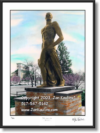 Click on this image to see an enlarged view of Spartan Statue MSU photo picture MSU Sparty.