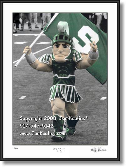 Click on this image to see an enlarged view of SPARTY MSU photo Flag Sparty MSU photo print.