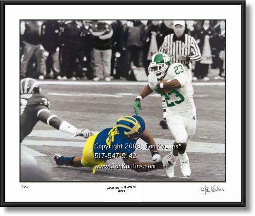 Click on this image to see an enlarged view of Javon Ringer #23 MSU photo art print MSU art.