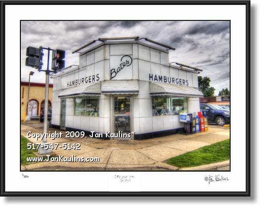 Click on this image to see an enlarged view of Bates Hamburgers photo Bates Burgers art print.