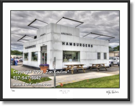 Click on this image to see an enlarged view of GREENE'S HAMBURGERS Detroit photo art print.