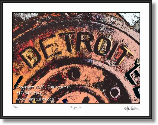 Click on this image to see an enlarged view of DETROIT MANHOLE photo picture art print.