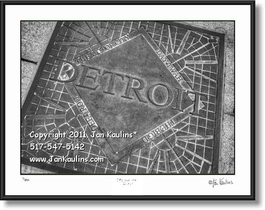 Click on this image to see an enlarged view of DETROIT THE BIG D  MOTOR CITY manhole cover.