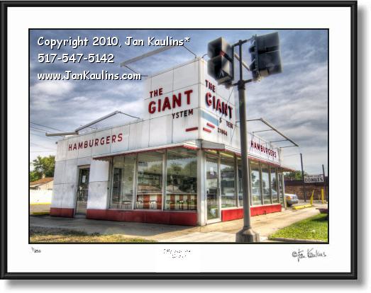 Click on this image to see an enlarged view of GIANT HAMBURGERS Dearborn photo art print.