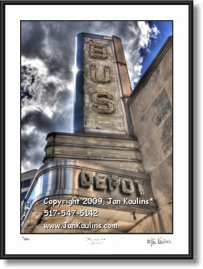 Click on this image to see an enlarged view of ANN ARBOR BUS DEPOT MARQUEE photo print.
