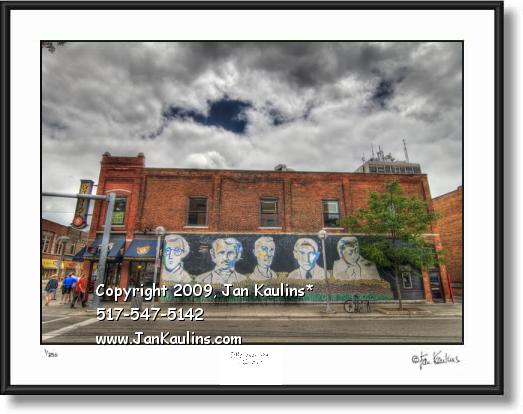 Click on this image to see an enlarged view of Ann Arbor photo art print FAMOUS FACES WALL.