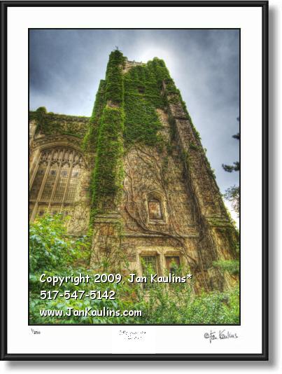 Click on this image to see an enlarged view of UofM Law Quad tower photo art print photo.