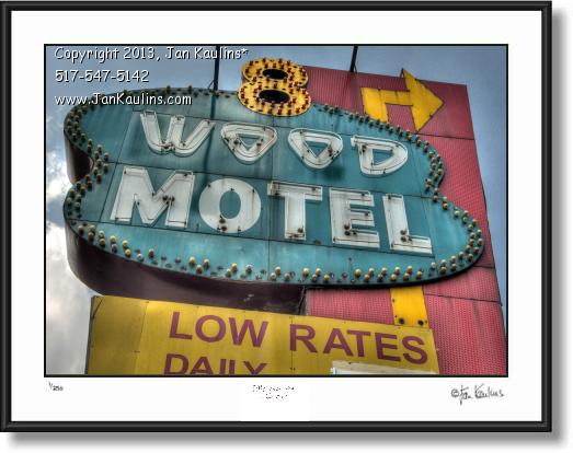 Click on this image to see an enlarged view of 8 WOOD MOTEL DETROIT photo art photograph.