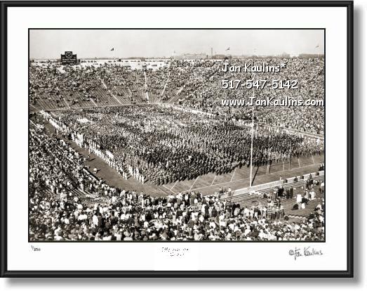 Click on this image to see an enlarged view of BAND DAY Michigan Stadium 1951 photo picture.