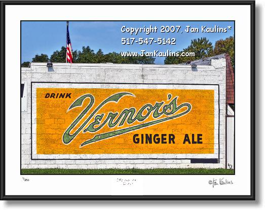 Click on this image to see an enlarged view of VERNORS Detroit mural sign old art photo print.