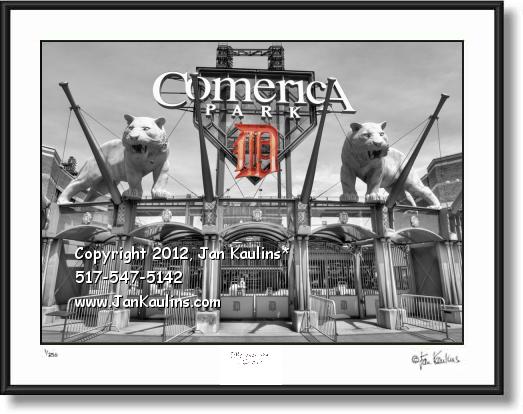 Click on this image to see an enlarged view of COMERICA PARK TWO TIGERS 'D' photo print art.