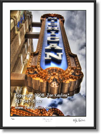 Click on this image to see an enlarged view of Michigan Theater Ann Arbor Marquee photo print.