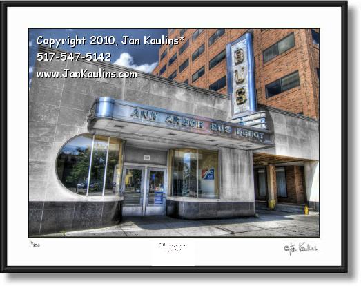 Click on this image to see an enlarged view of BUS STATION ANN ARBOR photo picture art print.