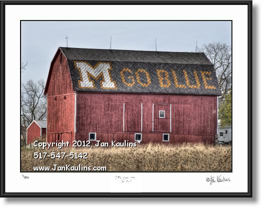 Click on this image to see an enlarged view of M GO BLUE BARN Ann Arbor photograph art print.